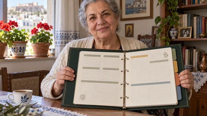 Γυναίκα δείχνει τον συμπληρωμένο Φάκελο